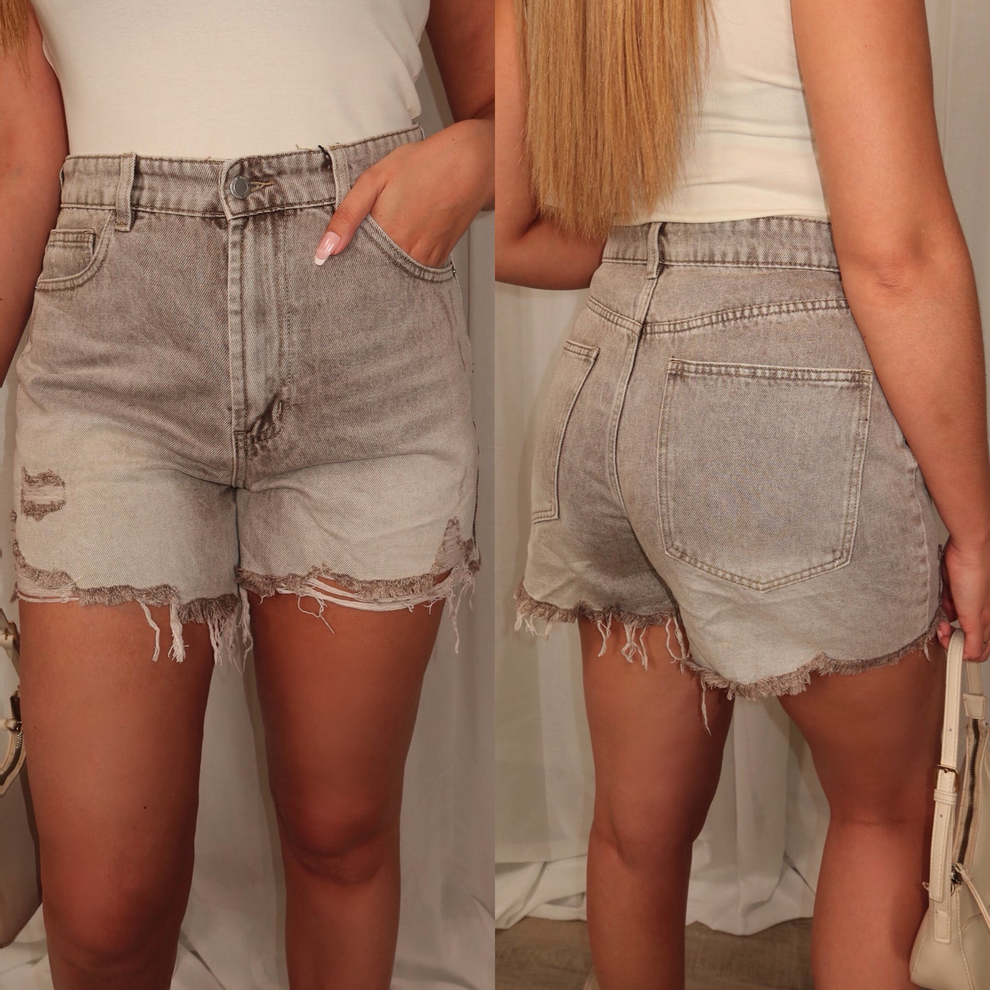 Savannah Denim Short Taupe