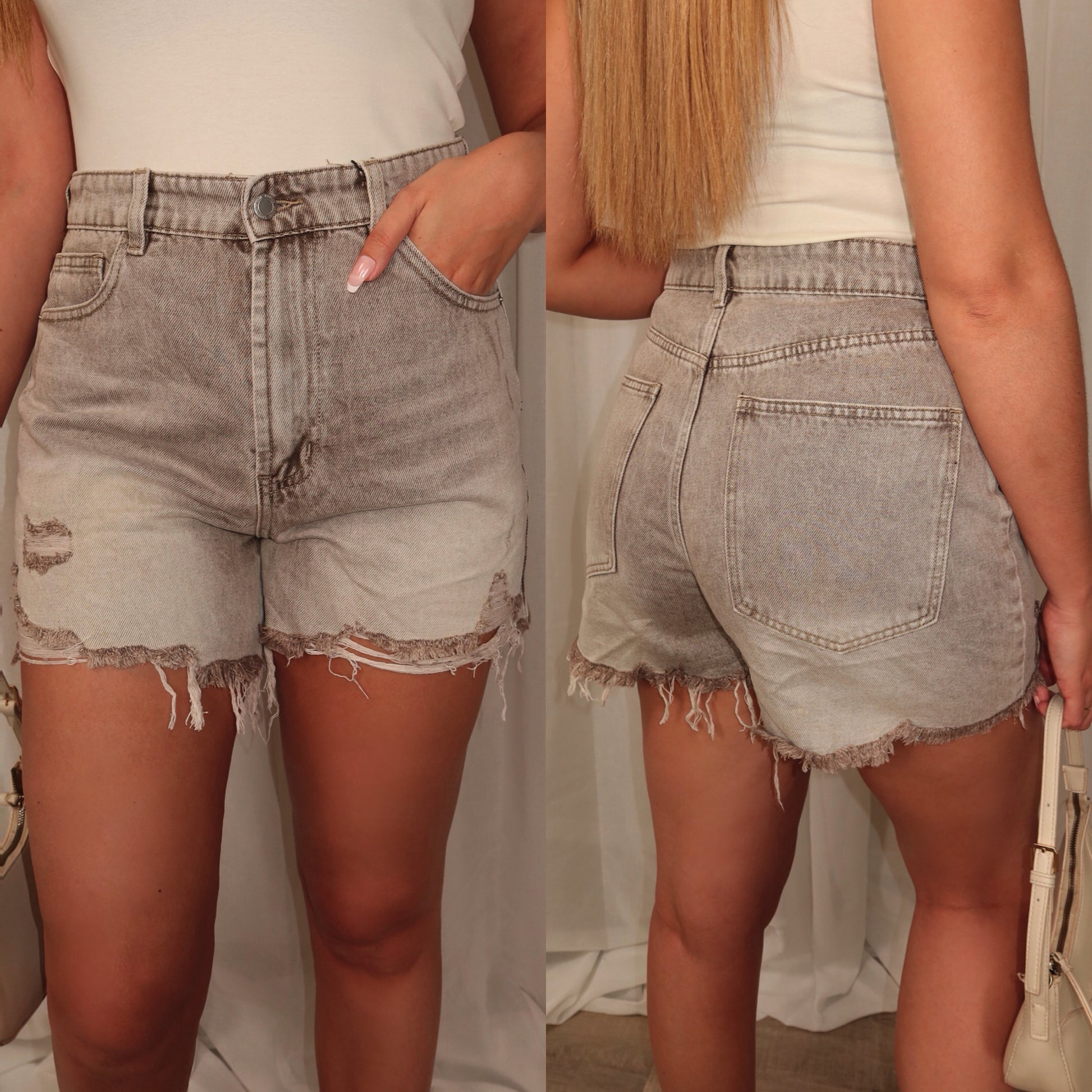 Savannah Denim Short Taupe