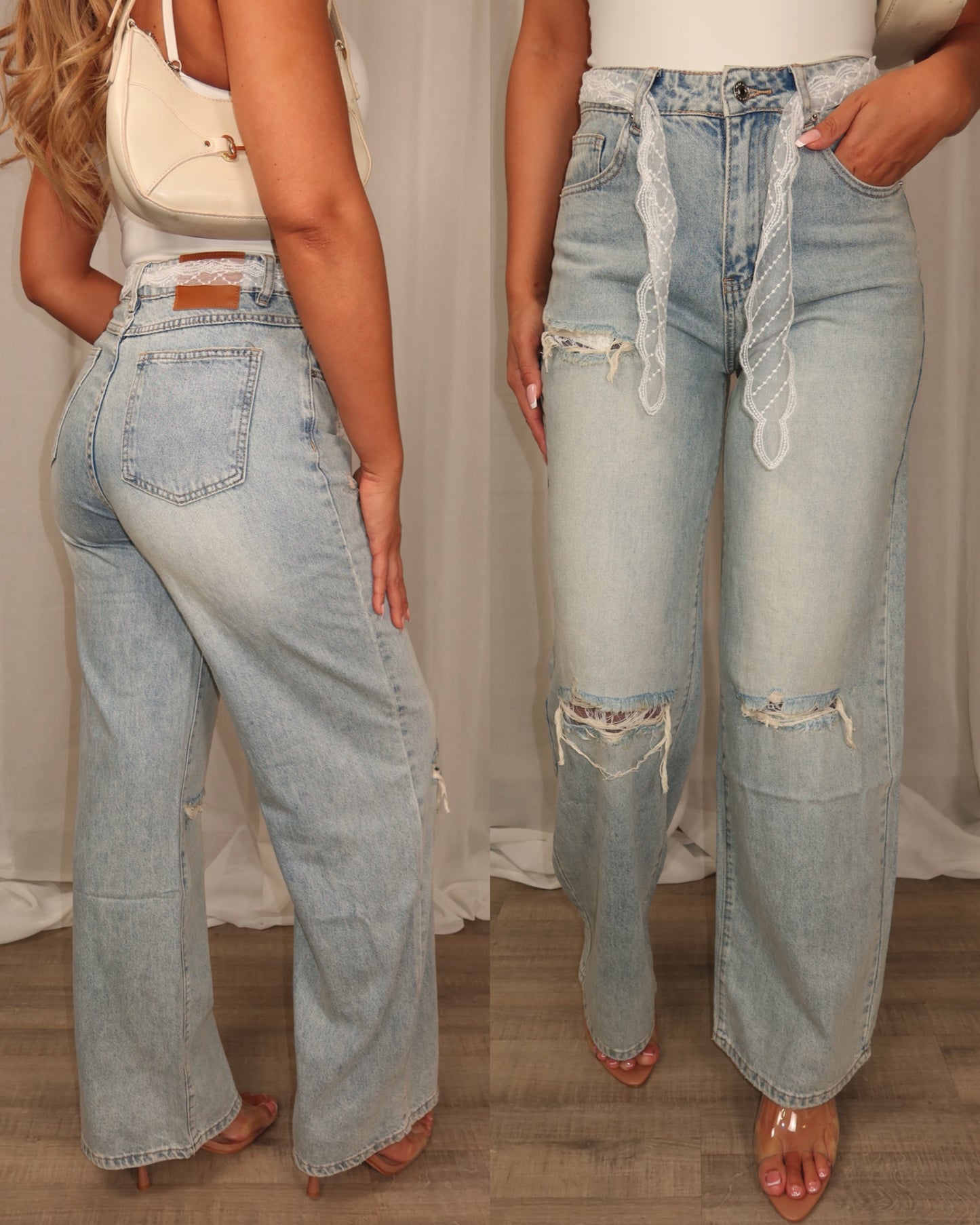 Ripped lace jeans