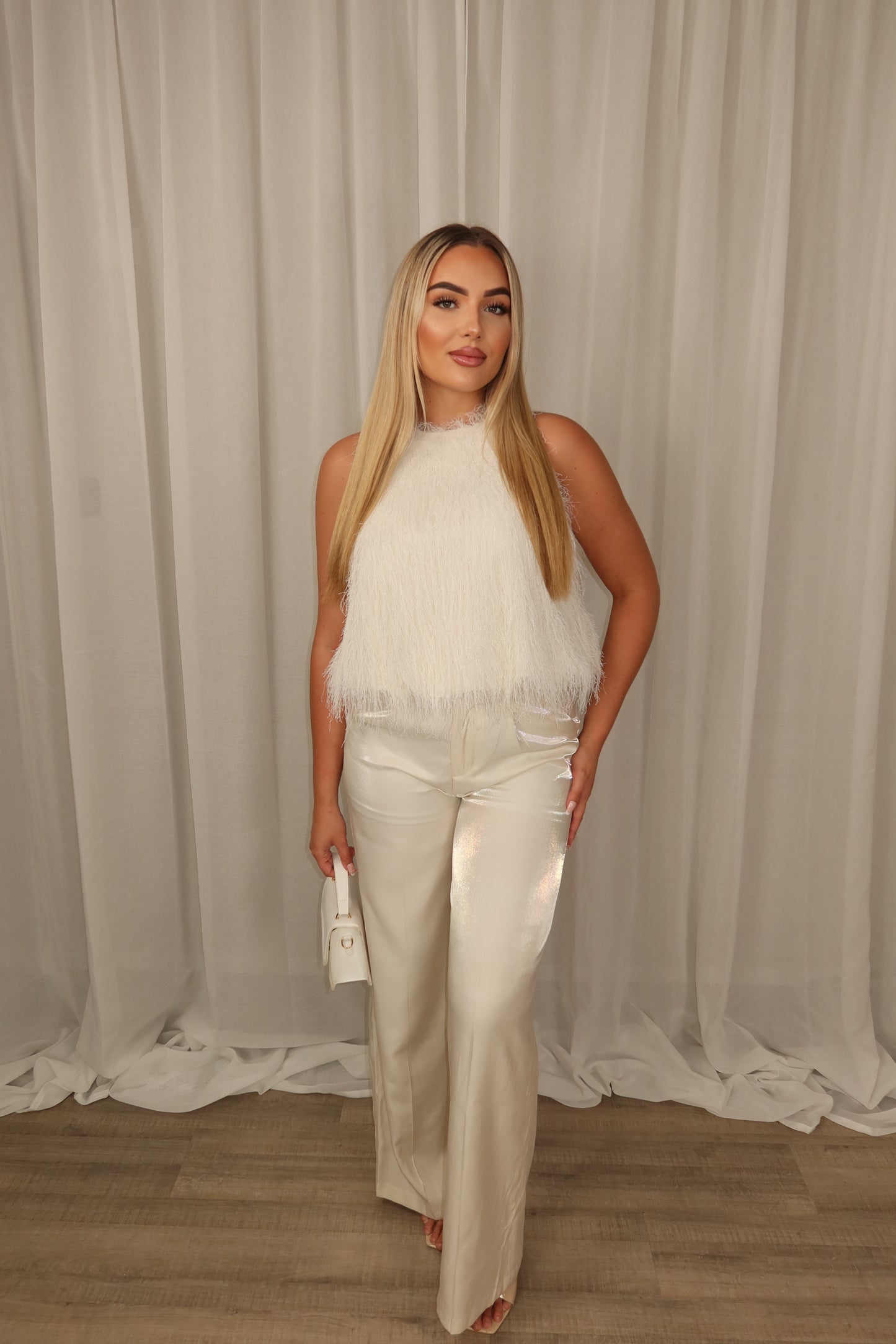 Fringe Halter Top White