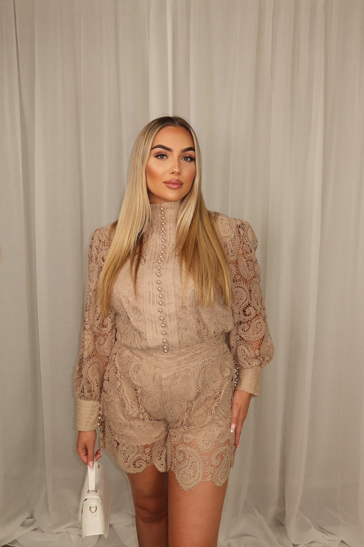 Bella Lace Pearl Set Beige