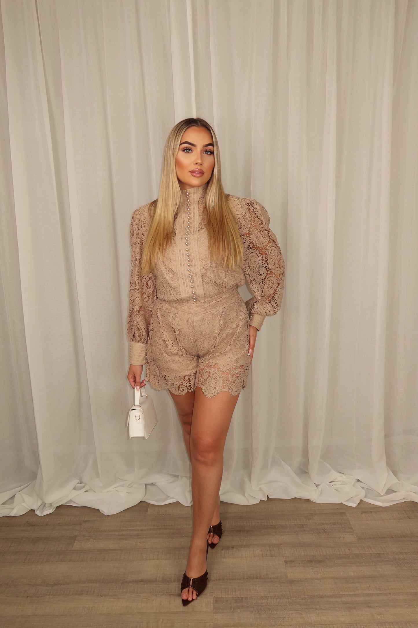 Bella Lace Pearl Set Beige