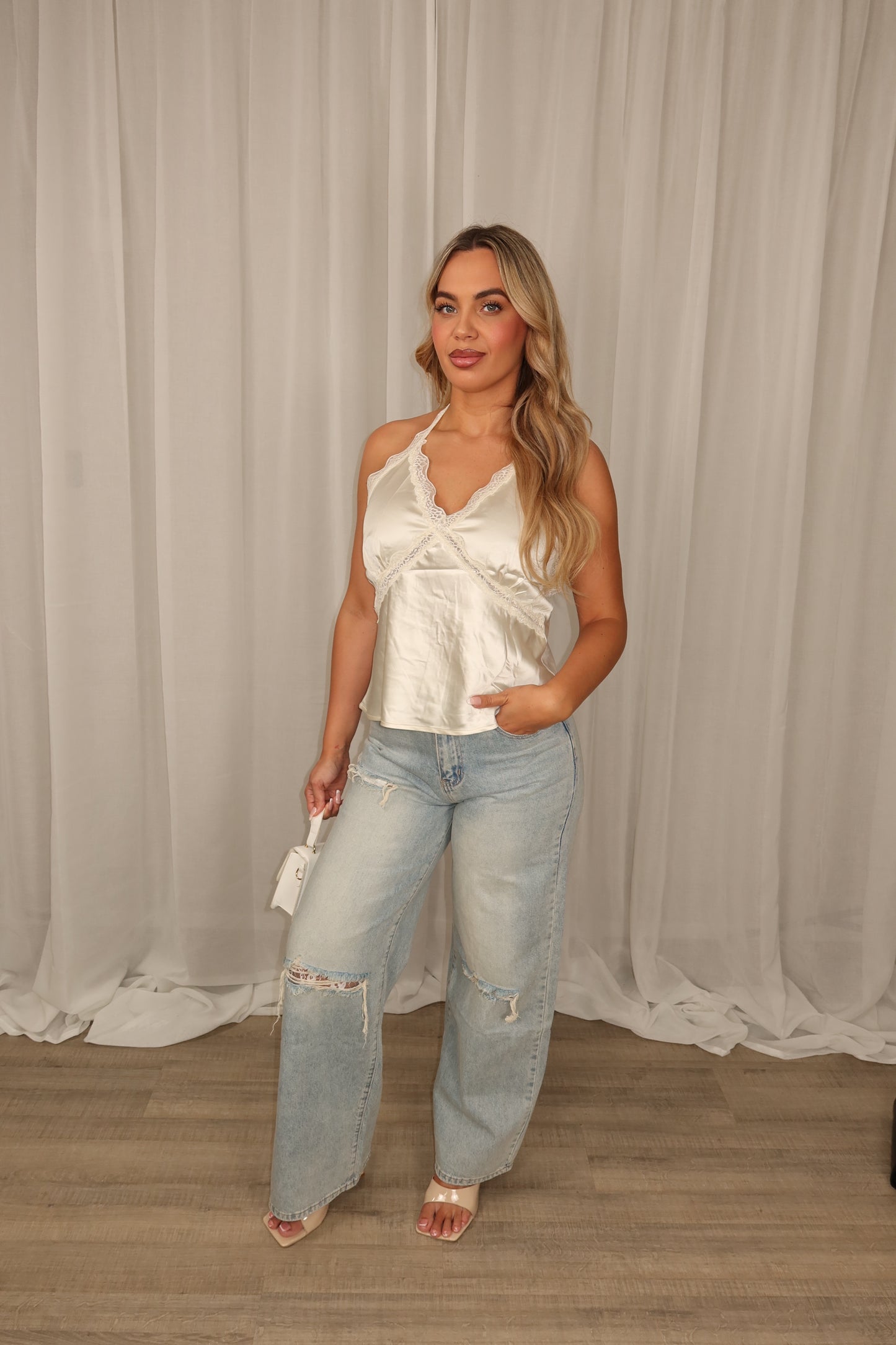 Backless Lace Top White